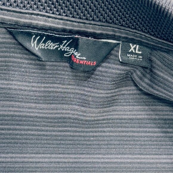 WALTER HAGEN ESSENTIALS Mens Short Sleeve Polo Shirt Black Striped Men's Size XL - Picture 6 of 9
